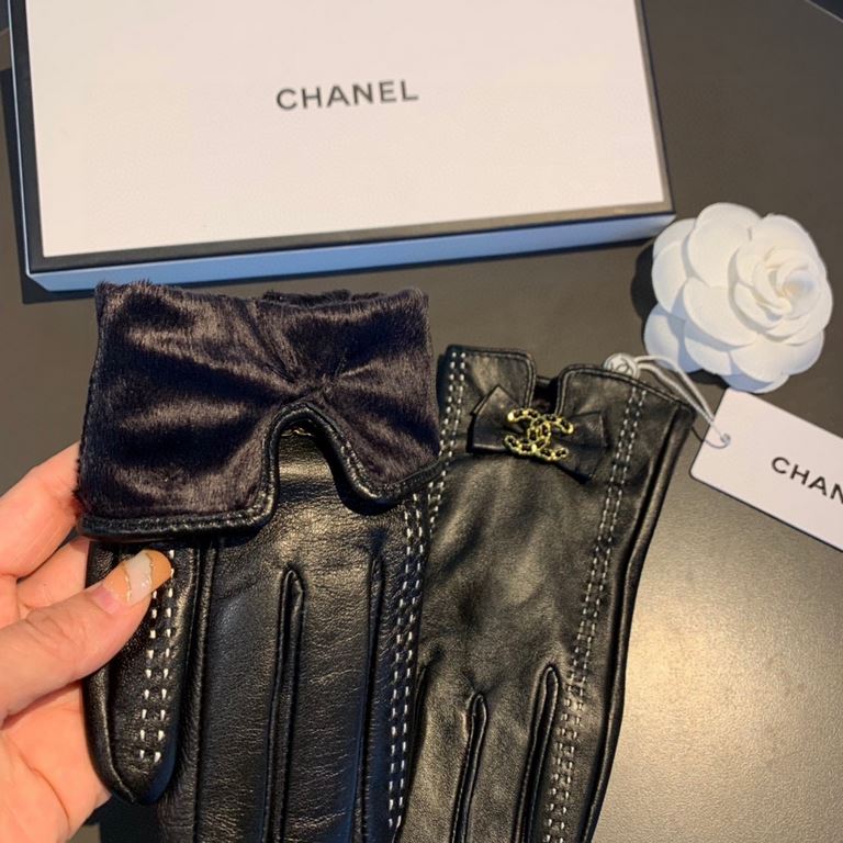 With box2022 new exclusive first  touch screen gloves Chanel Chanel [original quality] official website synchronization women's new high-grade sheepskin gloves    goddess preferred can not be missed    hundred percent se