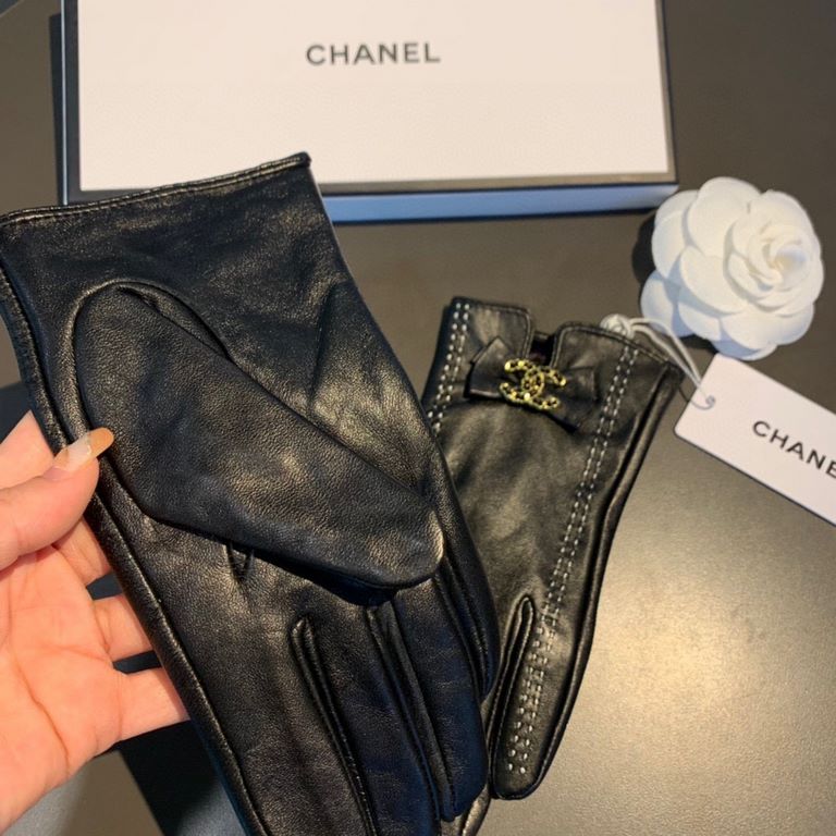 With box2022 new exclusive first  touch screen gloves Chanel Chanel [original quality] official website synchronization women's new high-grade sheepskin gloves    goddess preferred can not be missed    hundred percent se