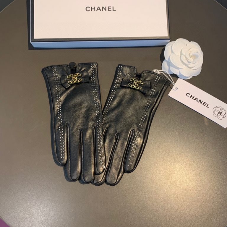 With box2022 new exclusive first  touch screen gloves Chanel Chanel [original quality] official website synchronization women's new high-grade sheepskin gloves    goddess preferred can not be missed    hundred percent se