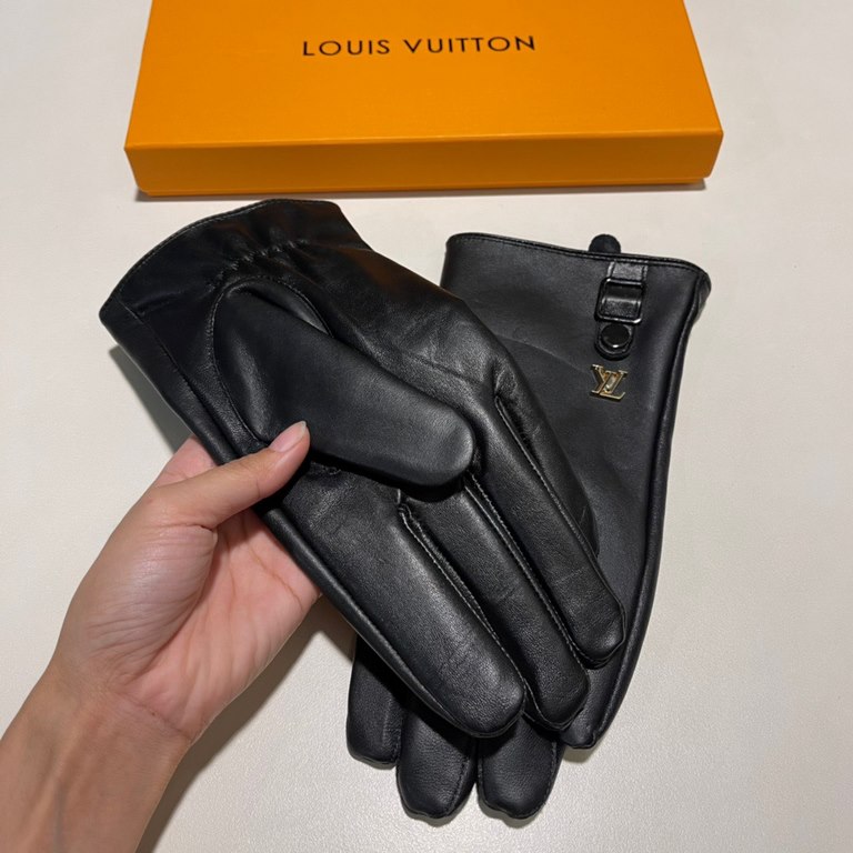 2022 new exclusive first   touch screen men's models gloves LV [original quality] official website synchronization men and women's new couple   high-grade sheepskin gloves    set of the first choice of the United States 