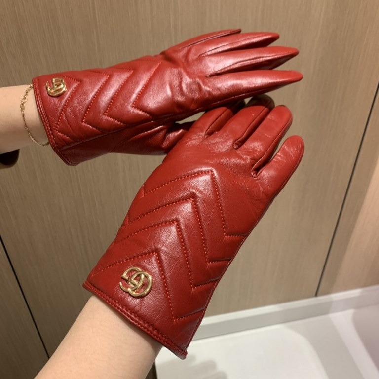 2022 new Gucci curve new exclusive first   touch screen women's gloves Gucci Gucci [original quality] official website synchronization women's new high-grade sheepskin gloves    goddess preferred can not be missed    hun