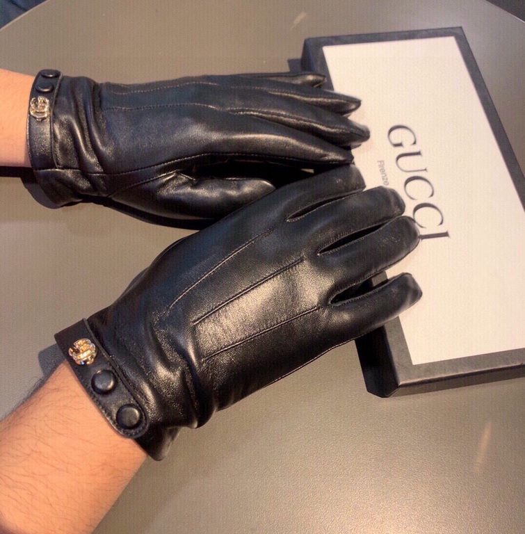 2021 new exclusive first   touch screen gloves men's gloves Gucci Gucci new high-grade sheepskin gloves    type of men preferred can not be missed    hundred percent of the selection of imported sheepskin Leather fine an