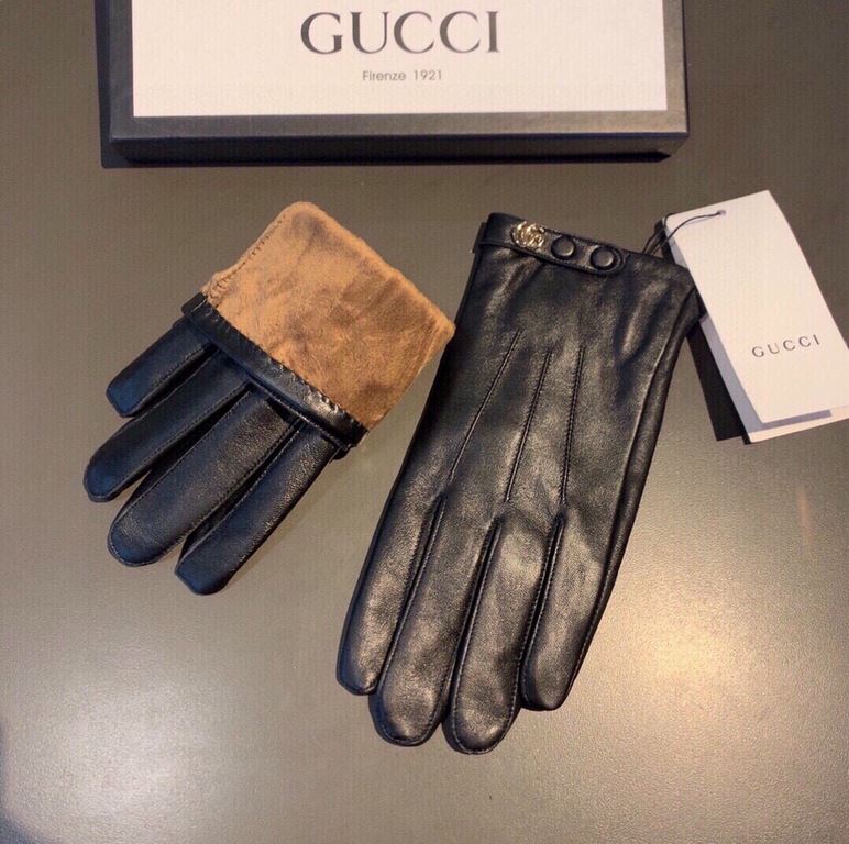 2021 new exclusive first   touch screen gloves men's gloves Gucci Gucci new high-grade sheepskin gloves    type of men preferred can not be missed    hundred percent of the selection of imported sheepskin Leather fine an