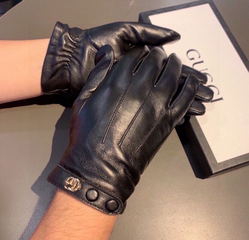 2021 new exclusive first   touch screen gloves men's gloves Gucci Gucci new high-grade sheepskin gloves    type of men preferred can not be missed    hundred percent of the selection of imported sheepskin Leather fine an