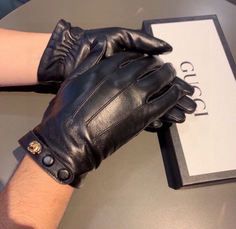 2021 new exclusive first   touch screen gloves men's gloves Gucci Gucci new high-grade sheepskin gloves    type of men preferred can not be missed    hundred percent of the selection of imported sheepskin Leather fine an