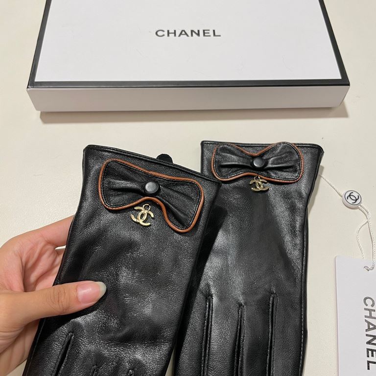 With packaging 2021 new exclusive first  touch screen gloves CHANEL CHANEL bow gloves [original quality] official website synchronization women's new high-grade sheepskin gloves    goddesses preferred can not be missed  