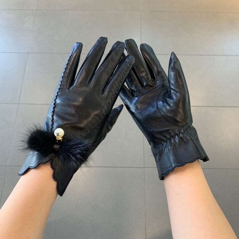 New exclusive first   touch screen gloves Chanel [original quality] women's new high-grade sheepskin gloves    goddess preferred can not miss   imported sheepskin Leather soft and delicate recognized imported sheepskin h