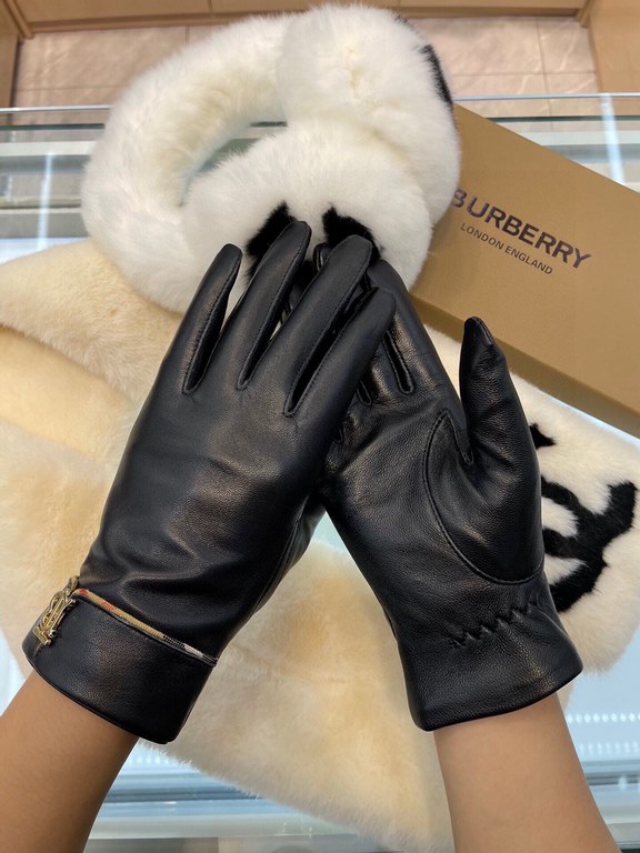 Burberry new women's gloves first-class sheepskin leather leather ultra-thin soft and comfortable show hand shape    texture super groupSize ：M L