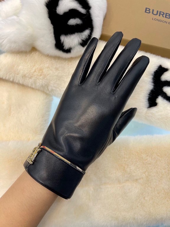 Burberry new women's gloves first-class sheepskin leather leather ultra-thin soft and comfortable show hand shape    texture super groupSize ：M L