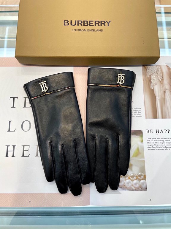 Burberry new women's gloves first-class sheepskin leather leather ultra-thin soft and comfortable show hand shape    texture super groupSize ：M L