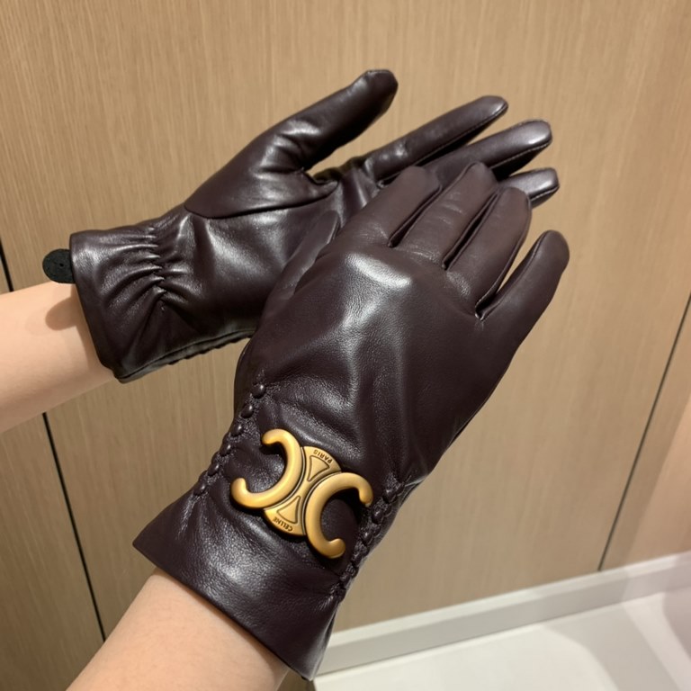 2022 new exclusive first   touch screen gloves CELINE CELINE (original quality) official website synchronization women's new high-grade sheepskin gloves    goddess preferred can not be missed    100 percent selection of 