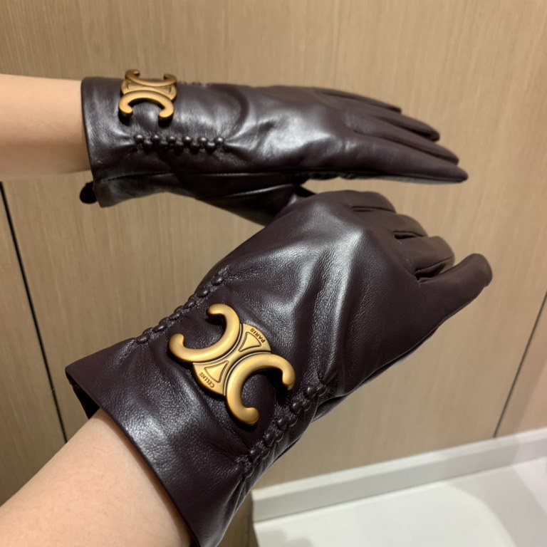 2022 new exclusive first   touch screen gloves CELINE CELINE (original quality) official website synchronization women's new high-grade sheepskin gloves    goddess preferred can not be missed    100 percent selection of 