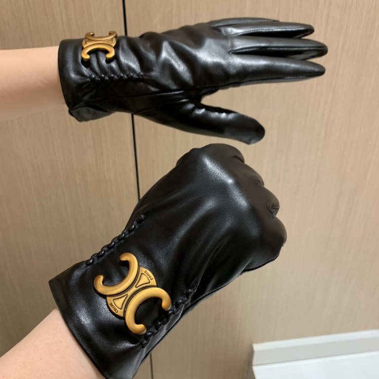 2022 new exclusive first   touch screen gloves CELINE CELINE (original quality) official website synchronization women's new high-grade sheepskin gloves    goddess preferred can not be missed    100 percent selection of 