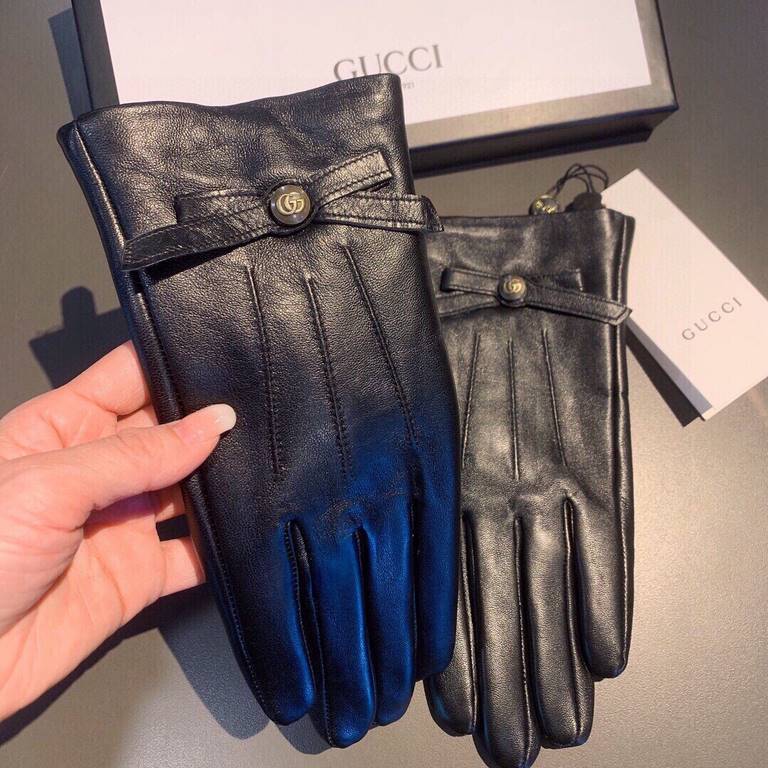 2021 new exclusive first   touch screen gloves Gucci Gucci new bow high-grade sheepskin gloves    goddesses set of the United States preferred can not be missed    100% selection of imported sheepskin Leather fine and so