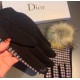 2023 Dior Dior counter new large fox fur ball   wool gloves   fashion gloves, fall and winter warm must-have, padded lining, thousand bird check   on the hand super comfortable and soft,   versatile! With box   average s