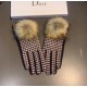 2023 Dior Dior counter new large fox fur ball   wool gloves   fashion gloves, fall and winter warm must-have, padded lining, thousand bird check   on the hand super comfortable and soft,   versatile! With box   average s