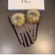 2023 Dior Dior counter new large fox fur ball   wool gloves   fashion gloves, fall and winter warm must-have, padded lining, thousand bird check   on the hand super comfortable and soft,   versatile! With box   average s