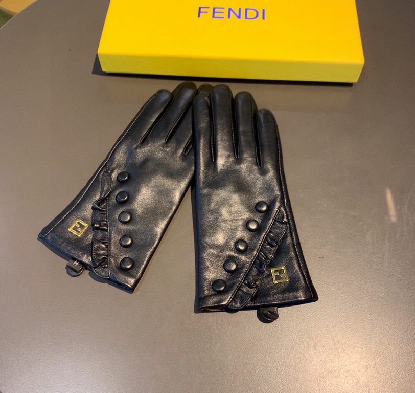 .Fendi FENDI  2022 fall and winter twill double FF original hardware first-class single leather gloves   mobile touch screen, worth comparing     the same paragraph of different qualities, kill the market poor products, 