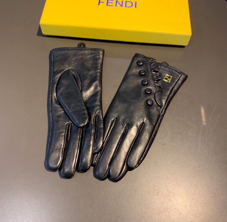 .Fendi FENDI  2022 fall and winter twill double FF original hardware first-class single leather gloves   mobile touch screen, worth comparing     the same paragraph of different qualities, kill the market poor products, 