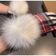 With packagingBurberry BURBERRY counter new large fox fur ball   wool gloves   fashion gloves, fall and winter warm padded lining, classic plaid, on the hand super comfortable and soft,   versatile! average size