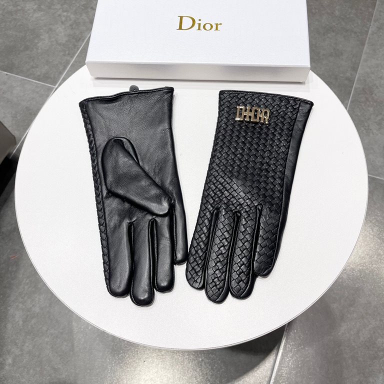 New exclusive first couple models woven leather touch screen gloves Dior Dior [original quality]   (women's models) new high-grade sheepskin gloves    goddesses set of the United States of America the must-have single pr