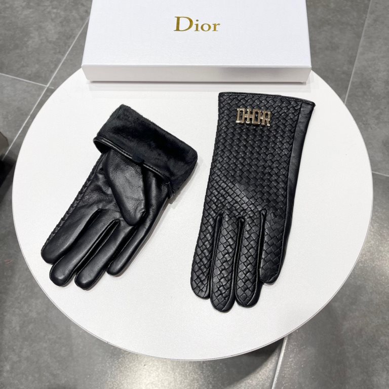 New exclusive first couple models woven leather touch screen gloves Dior Dior [original quality]   (women's models) new high-grade sheepskin gloves    goddesses set of the United States of America the must-have single pr