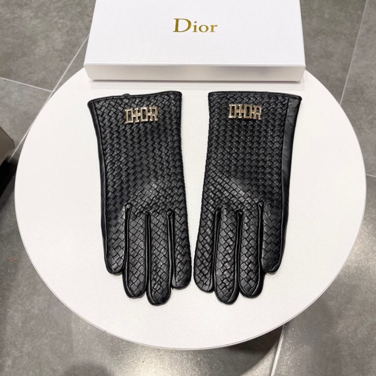 New exclusive first couple models woven leather touch screen gloves Dior Dior [original quality]   (women's models) new high-grade sheepskin gloves    goddesses set of the United States of America the must-have single pr