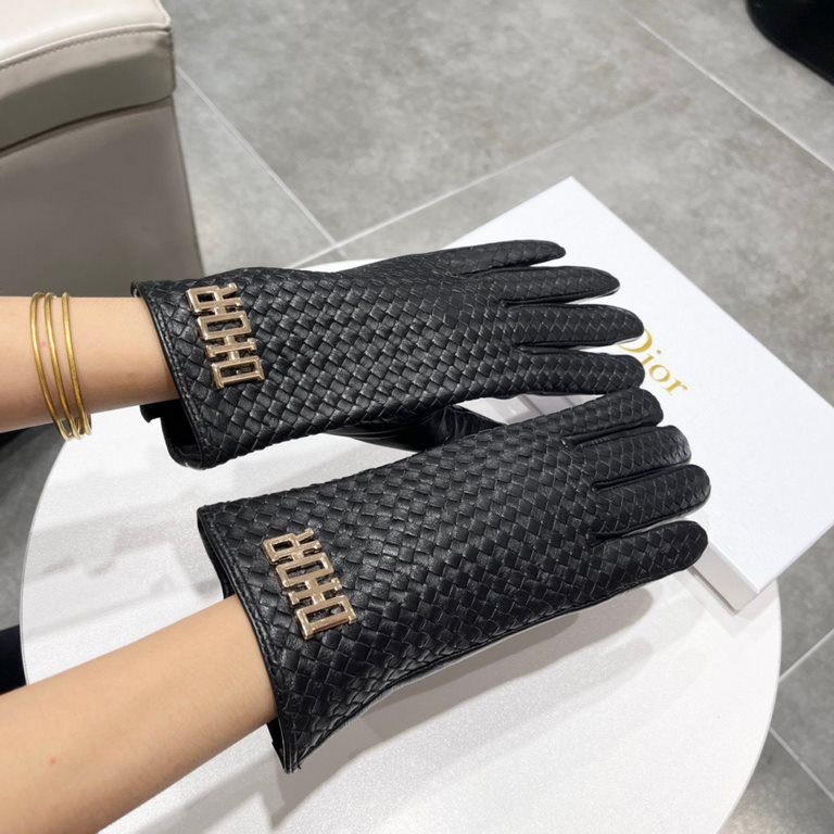 New exclusive first couple models woven leather touch screen gloves Dior Dior [original quality]   (women's models) new high-grade sheepskin gloves    goddesses set of the United States of America the must-have single pr