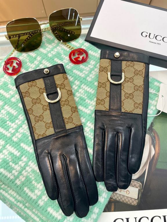 Gucci  burst to   [top original single] official website synchronization women's new high-grade sheepskin gloves     100% selection of imported lambskin lining velvet lining warmth and comfort better Leather luster brigh