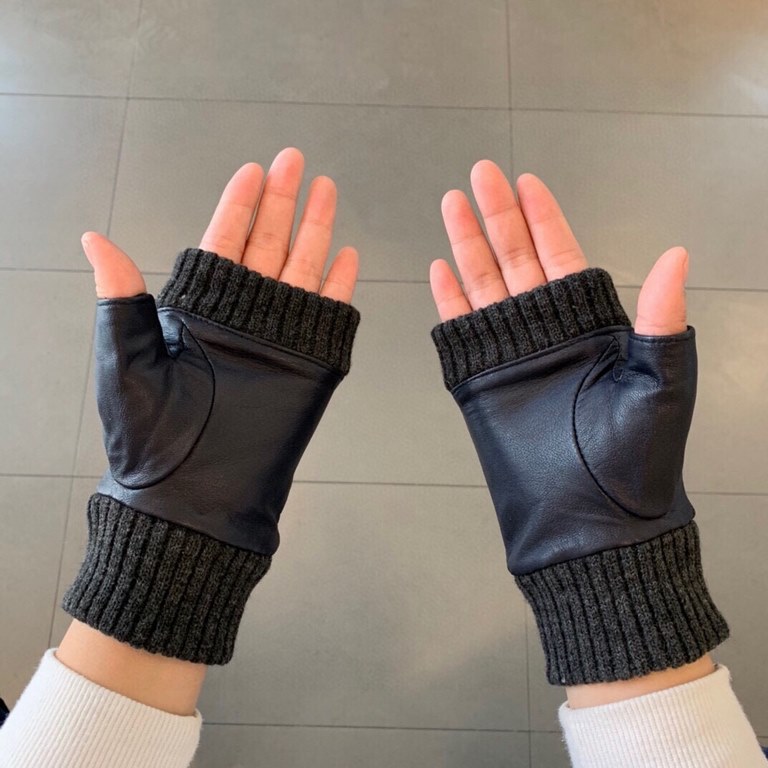 Chanel Color Black Bowling BlueWomen's gloves for fallwinter 2019Cashmere   sheepskin   warm plush liningSize M L