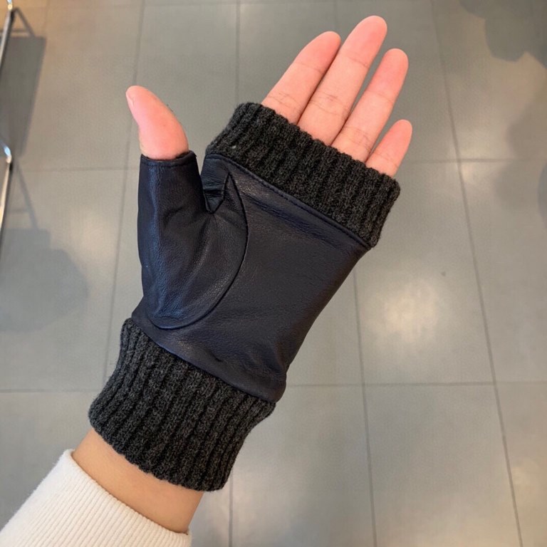 Chanel Color Black Bowling BlueWomen's gloves for fallwinter 2019Cashmere   sheepskin   warm plush liningSize M L