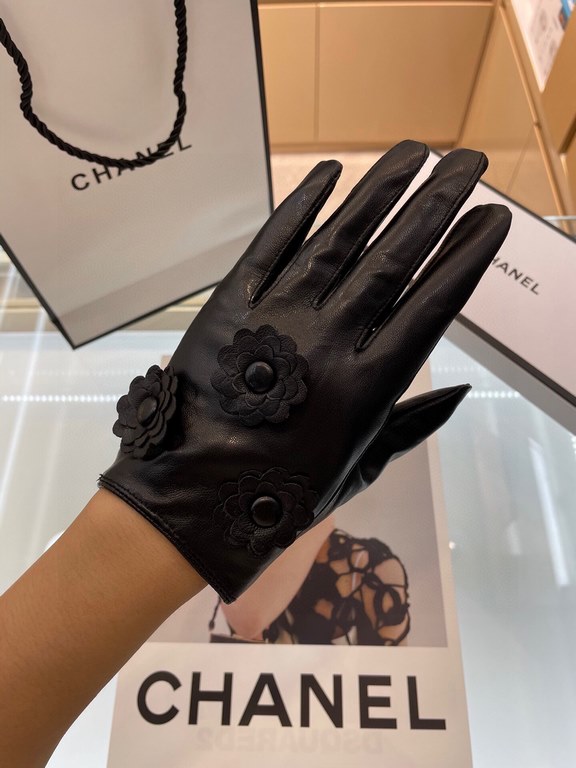 New exclusive first Chanel camellia   series celebrity style [original quality] women's new high-grade sheepskin gloves    goddess preferred can not be missed   imported sheepskin Leather is soft and delicate recognized 