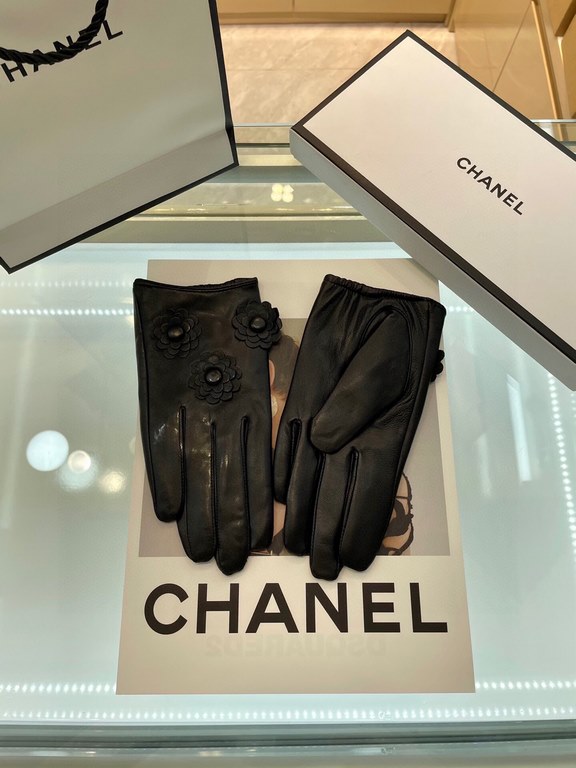 New exclusive first Chanel camellia   series celebrity style [original quality] women's new high-grade sheepskin gloves    goddess preferred can not be missed   imported sheepskin Leather is soft and delicate recognized 