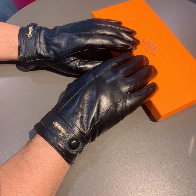 2022  Hermes HERMES men's gloves, exclusive customized, imported first-class sheepskin lining! Luxurious and generous, any age   can manage! With box    divided into two yardage, XL, XXL transfer picture must sell oh!