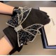 With boxChanel Chanel counter new wool gloves, big bow applique diamond   fashion gloves, fall and winter warm padded lining, super coy bow  , on the hand super comfortable soft, versatile! average size