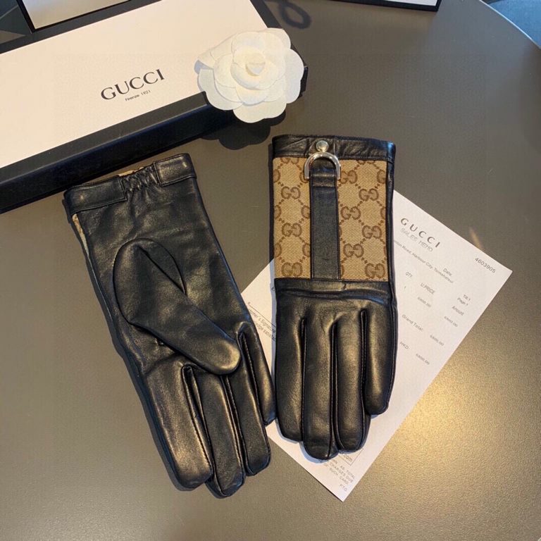 Gucci  burst to   [top original single] official website synchronization women's new high-grade sheepskin gloves     100% selection of imported lambskin lining velvet lining warmth and comfort better Leather luster brigh