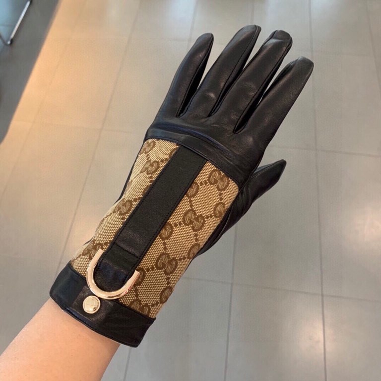 Gucci  burst to   [top original single] official website synchronization women's new high-grade sheepskin gloves     100% selection of imported lambskin lining velvet lining warmth and comfort better Leather luster brigh