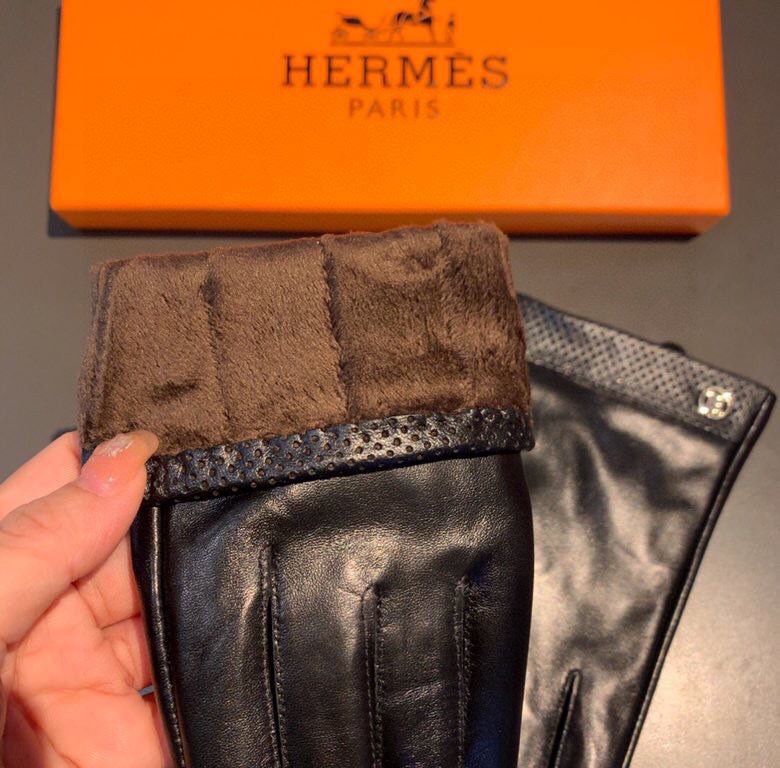 With packaging2022 new exclusive first  touch screen gloves Hermes (original quality) official website synchronization women's new high-grade sheepskin gloves    goddesses set of the United States preferred must be unmis