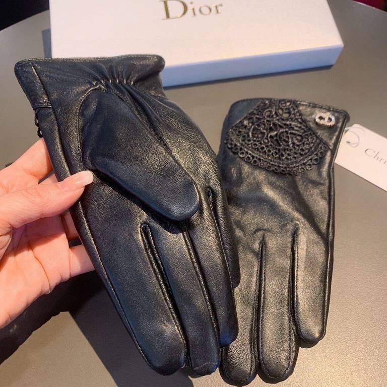 With packaging to run the volumeNew exclusive first   touch screen gloves Dior Dior lace lace   touch screen gloves (original quality) official website synchronization women's new high-grade sheepskin gloves    goddesses