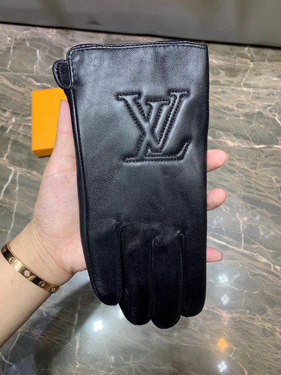 Embroidery touch screen women's gloves LV [original quality] official website synchronization women's new high-grade sheepskin gloves    goddess preferred can not be missed    hundred percent of the selection of imported