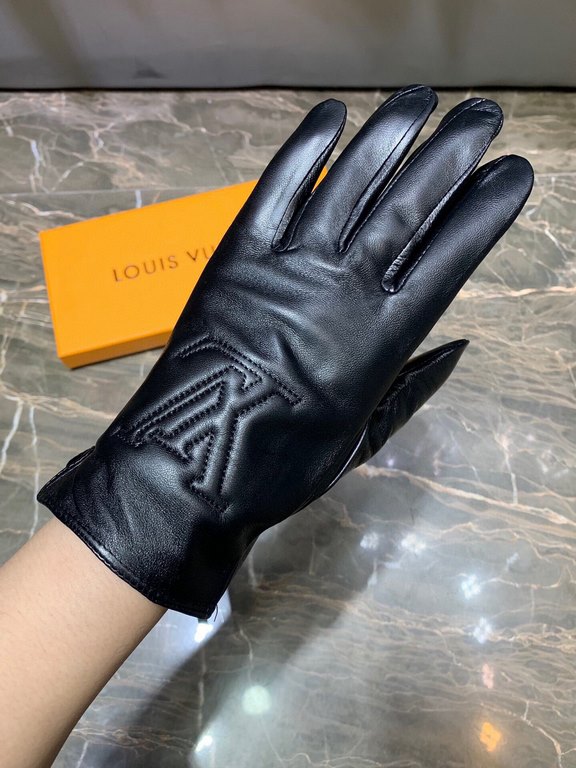 Embroidery touch screen women's gloves LV [original quality] official website synchronization women's new high-grade sheepskin gloves    goddess preferred can not be missed    hundred percent of the selection of imported