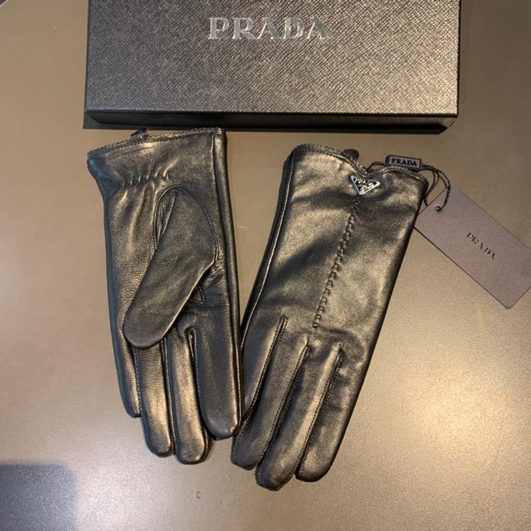 2022 new exclusive first  touch screen gloves Prada wave flower   edge gloves [original quality] official website synchronization Ms. new high-grade sheepskin gloves    goddess preferred can not be missed        100 perc