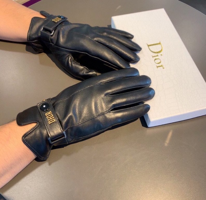 With packaging2022 new exclusive first  touch screen gloves men's Dior gloves men's [original quality] official website synchronization men's new high-grade sheepskin gloves    can not be missed    100 percent selection 