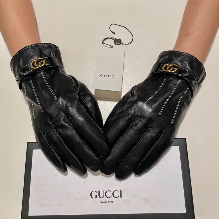 2022 new exclusive first  touch screen gloves men's gloves Gucci Gucci new high-grade sheepskin gloves    type of men preferred can not be missed    hundred percent of the selection of imported sheepskin Leather fine and