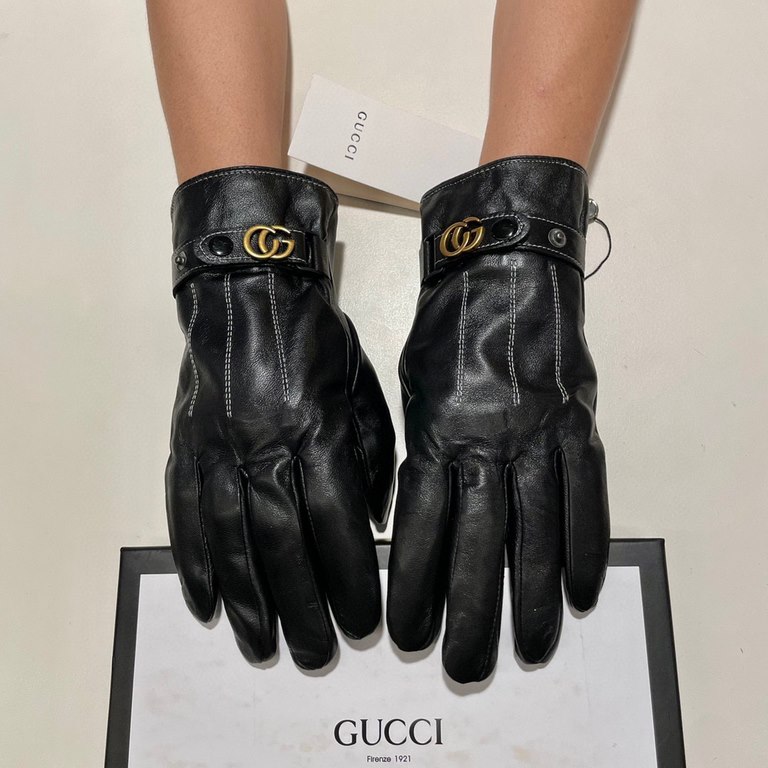 2022 new exclusive first  touch screen gloves men's gloves Gucci Gucci new high-grade sheepskin gloves    type of men preferred can not be missed    hundred percent of the selection of imported sheepskin Leather fine and