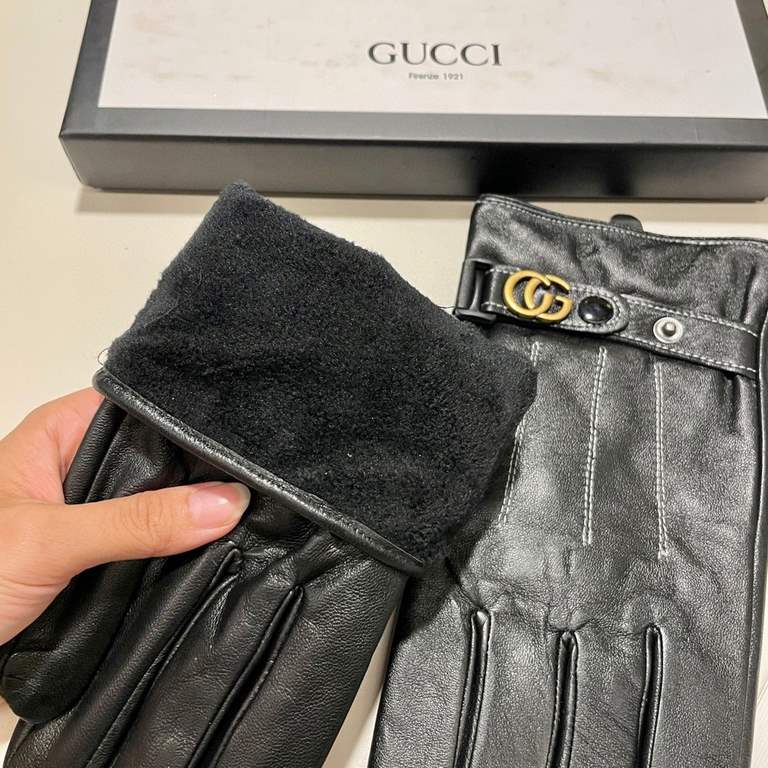 2022 new exclusive first  touch screen gloves men's gloves Gucci Gucci new high-grade sheepskin gloves    type of men preferred can not be missed    hundred percent of the selection of imported sheepskin Leather fine and