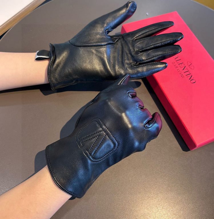 2023 new exclusive first  Valentino VALENTINO long touch screen women's gloves [original quality] official website synchronization Ms. new high-grade sheepskin gloves    goddess preferred can not be missed               