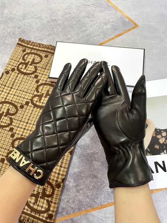 Chanel2022 fall and winter new   [top original single] official website synchronization women's new high-grade sheepskin gloves     100% selection of imported lambskin lining cashmere Warm and comfortable better Cortical