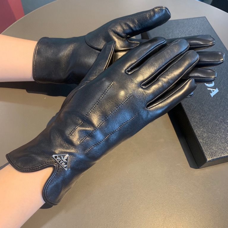 With packaging2022 new exclusive first  touch screen gloves   Prada in the opening gloves [original quality] official website synchronization women's new high-grade sheepskin gloves    goddesses preferred can not be miss