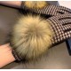 with packagingDior Dior counter new large fox fur ball   wool gloves   fashion gloves, fall and winter warm must-have, padded lining, thousand bird check   on the hand super comfortable and soft,   versatile! average siz